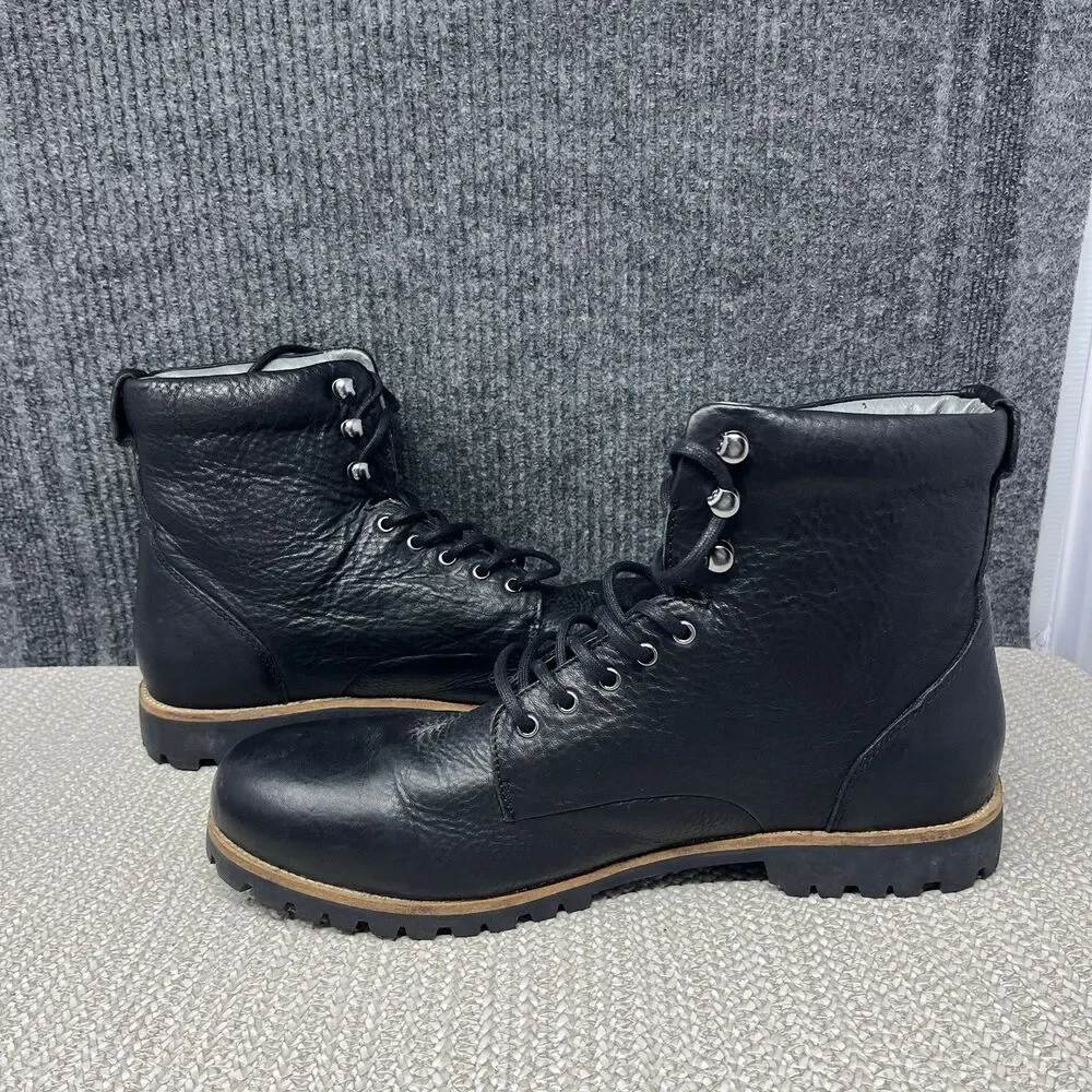 Blackstone Black Leather Lace Up Combat Boogs Mens Size 47 / US 14